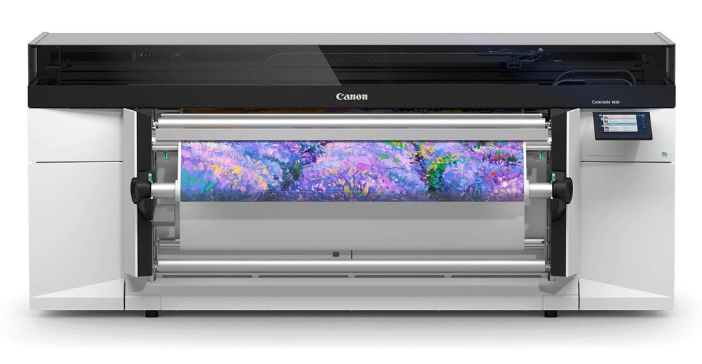 a large fomat colorado uv-gel printer with a picture of flowers